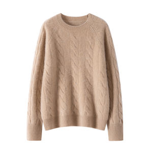 Suéter de Cuello Redondo 100% Cachemira para Mujer, Grueso, de Invierno, Tejido de Cachemira, Capa Base, Jersey, Color y Talla Personalizados OEM - Product Image 1