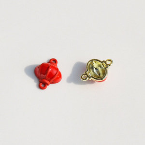 Red <b>Lantern</b> Double Pendant Zinc Alloy Jewelry Finding For Earring Making GJ215 - Product Image 4