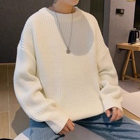 Pull en maille pour homme, style coréen, effet deux pièces, coupe ample, grande taille, pour l'automne et l'hiver