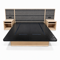Lit simple au design moderne, assemblage facile, écologique, personnalisable, HPL sur MDF, lits king size et queen size pour hôtels