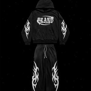 Conjunto Deportivo Personalizado de Alta Calidad, Transpirable, 100% Algodón, Pantalones Deportivos Acampanados de Felpa Francesa, Sudadera con Capucha para Hombre, Ropa Casual de Calle, Lavado Ácido - Product Image 3