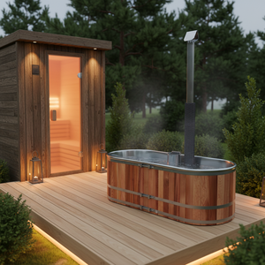 Fabricant de sauna vapeur, bain à remous <span class=keywords><strong>extérieur</strong></span> en bois de cèdre, écologique, pour 4 personnes, avec tube de chauffage, design moderne, pour hôtel - Product Image 1