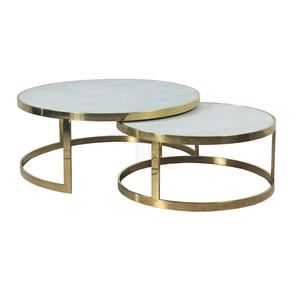 Mesa de Centro Moderna Nórdica de Hierro Forjado, Mesa Redonda de Metal Cromado Dorado y Plateado para Sala de Estar, Juego de Mesa para Café y Té - Product Image 1