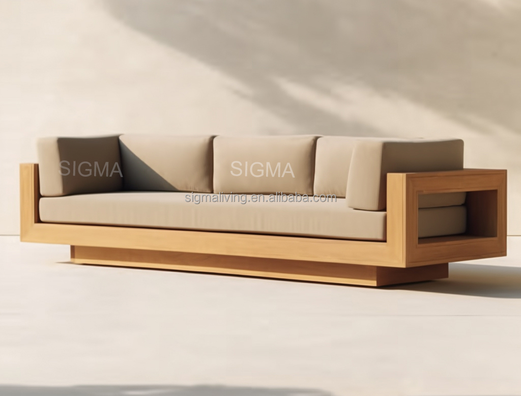 Customize luxury modern garden furniture set teak wooden outdoor hotel modern outdoor sofa