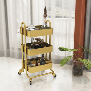 Organizador móvil de acero al carbono para cocina y hogar, 3 niveles, carrito de almacenamiento rodante para servir - Product Image 1