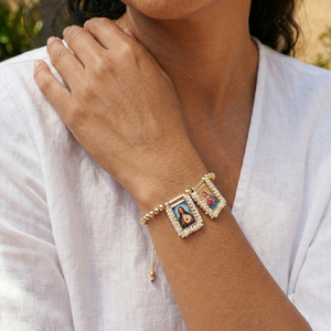 Bracciale Go2boho <span class=keywords><strong>con</strong></span> Prodotti Cristiani, Gesù <span class=keywords><strong>e</strong></span> Maria, Gioielli Placcati Oro, <span class=keywords><strong>Perline</strong></span> <span class=keywords><strong>con</strong></span> Charm del Sacro Cuore, Regalo Spirituale per Donne - Product Image 1