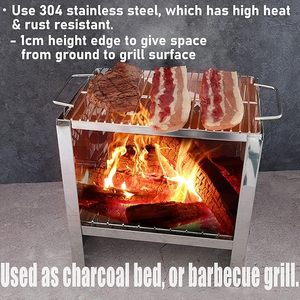 Grille de cuisson en acier inoxydable 304 pour camping, 9.6x6.8 pouces, accessoires pour barbecue, grille de cuisson avec poignée - Product Image 5