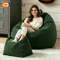 Housse de pouf d'angle moderne en chenille douce OTAUTAU DD023C sans rembourrage, housse amovible avec rangement