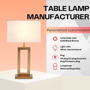 Modern Gold Hollow Lamp Base and White <strong>Cover</strong> Rectangular Table Lamp with Dual USB Ports Touch Control Bulb Base - Product Image 2
