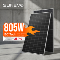 Module photovoltaïque monocristallin SunEvo 770W 800W 805W BC avec cadre noir pour kits solaires complets pour maisons modernes