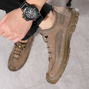 Nouvelles sandales d'été pour hommes en cuir véritable, décontractées, sportives, pour la randonnée en plein air, en maille, solides, antidérapantes, avec bande élastique - Product Image 4