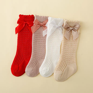 Cô Gái Sơ Sinh Bé Headband Vớ Set Bow Đàn Hồi Nylon Rắn Màu Trung Ống Xù Mắt Cá Chân Giản Dị Dệt Kim Vớ Trẻ Sơ Sinh - Product Image 3