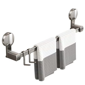 Toallero de 2 barras con montaje por succión, de aleación de aluminio, ajustable, para almacenamiento en el baño, diseño minimalista - Product Image 5