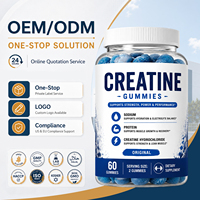 Gummies de créatine hydrochloride avec étiquette personnalisée, saveurs de fruits tropicaux, certifiées NSF GMP, sans OGM, personnalisation complète