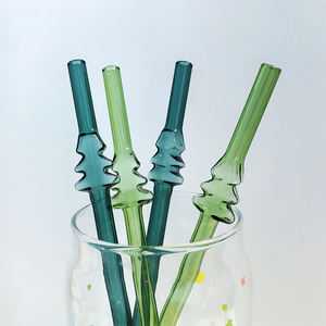 Pohon Natal yang ditiup kembali dapat digunakan kaca berwarna aksesoris jerami ramah lingkungan untuk Bar peminum kemasan jumlah besar - Product Image 2