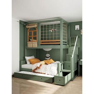2025 Full Solid Wood Modern Children's Boys' Bunk <b>Bed</b> Two-Layer Princess Castle Tree House Bedroom <b>Bed</b> - Product Image 4
