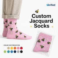 Chaussettes pour femmes en coton peigné de haute qualité avec logo personnalisé, couleurs variées, respirantes, confortables, chaussettes jacquard pour la vie quotidienne