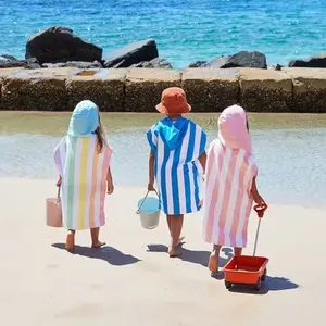 <span class=keywords><strong>Toalla</strong></span> de <span class=keywords><strong>playa</strong></span> con capucha de gamuza de microfibra de secado rápido con logotipo personalizado al por mayor, <span class=keywords><strong>Poncho</strong></span> de surf compacto reciclado sin arena para niños - Product Image 5