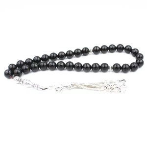 Ispirare gioielli pietra naturale agata nera perlina 33 preghiera perlina islamico musulmano Tasbih Allah <span class=keywords><strong>rosario</strong></span> uomini donne - Product Image 3