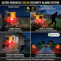 MEIYAN Système d'alarme de sécurité portable à détecteur de mouvement 360°, lumière stroboscopique solaire, sirène extérieure étanche, alerte périmétrique pour ferme