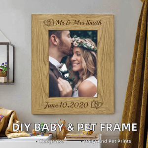 Personalised Solid <b>Oak</b> Hinged Photo <b>Frame</b> Wooden Picture <b>Frame</b> Custom Engraved Family Home Decor - Product Image 2