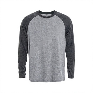 Sweat-shirt en coton pour hommes, vêtement en molleton, de couleur gris clair et gris cuir contrasté, design raglan, vente en gros - Product Image 1