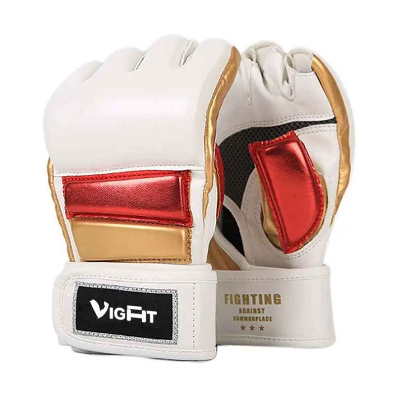 VIGFIT MMA Gants de boxe Gants demi-doigts Gants d'entraînement de boxe professionnels Sanda pour enfants adultes