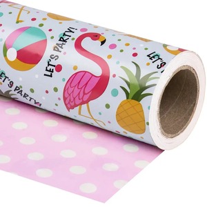 Custom Eco-Friendly Flamingo Tropical Pattern Gift <b>Wrap</b> <b>Paper</b> <b>Roll</b> 100GSM Double-Sided Coated Recyclable Art <b>Paper</b> Digital - Product Image 3