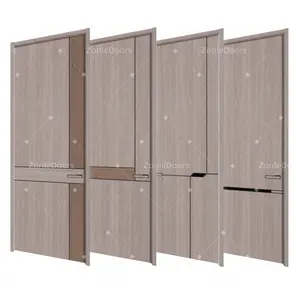 4 Panel White Primed Interior Doors Mdf Wood Interior Molded Doors Indoor Slab Door With Smart Lock