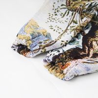 Sweat-shirt à capuche personnalisé en jacquard surdimensionné, motif forêt vintage, style streetwear, avec poignets et ourlet élastiques