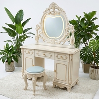 Ensemble de coiffeuse multifonctionnel de style européen d'inspiration royale avec miroir lumineux, luxueux et élégant pour chambre à coucher