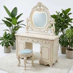 Set Toeletta Multifunzionale in Stile Europeo Ispirato al Lusso Reale con Specchio Illuminato, Elegante e Moderno per Camera da Letto - Product Image 4