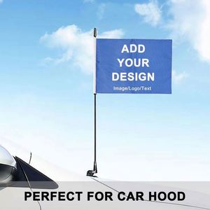ธงติดฝากระโปรงรถยนต์แบบกำหนดเอง เป็นมิตรกับสิ่งแวดล้อม ทำจากโพลีเอสเตอร์ พิมพ์สองด้าน พร้อมคลิปหนีบกระจกรถยนต์ ดีไซน์เสาพลาสติก - Product Image 6