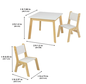 Juego de mesa moderna y 2 sillas - Blanco |   Elegante Juego de Muebles Minimalistas de 3 Piezas para Estudio o Sala de Estar con Acabado Blanco Liso - Product Image 6