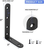 Support d'angle en acier au carbone robuste 5x3 pouces, 90 degrés, revêtement noir en poudre, pour meubles et fixation murale
