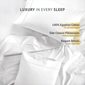 200-400TC 100% Cotton Full Size 4-Piece Sheet Set Eco-Friendly All-Season Customizable Oeko-Tex <b>Bedding</b> Set White - Product Image 4