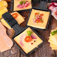 Portable Mini poêle à rôtir antiadhésive double table à fromage aux chandelles poêle à fondre spatule à griller pour fromage Raclette fromage grillé