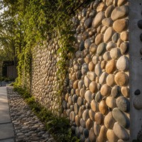 Panel de Pared de Piedra de Río Ynori PU, Textura de Guijarros, Mezcla Natural de 40-60 mm, 1200x600 mm, para Pared de Jardín, Revestimiento Sintético, Resistente a los Rayos UV