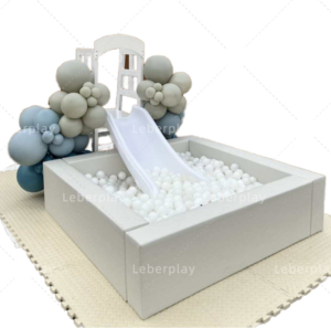 Foam zachte speelballenbak met bloemenballenbak en glijbaan voor kinderfeestjes, verhuur, binnen- en buitenspeeltuin - Product Image 5