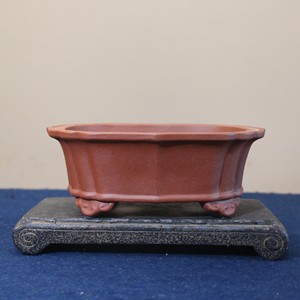 Handmade Purple <b>Clay</b> Bonsai <b>Pot</b> Rectangular Papaya Shape Antique Style Desktop Planter - Product Image 1
