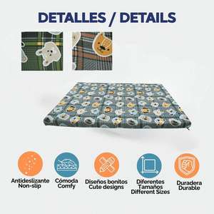 Colchón Ortopédico para Perros Yommy, Base Antideslizante Semirresistente al Agua, Cama para Mascotas en Azul, Marrón y Gris - Product Image 4