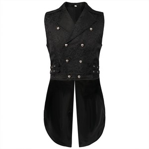Chaleco Medieval para <span class=keywords><strong>Hombre</strong></span>, Estilo Retro Punk, para Fiesta de Halloween, Chaleco Largo, Prenda Exterior, Chaleco Victoriano de Doble Botonadura, <span class=keywords><strong>Ropa</strong></span> Gótica - Product Image 2