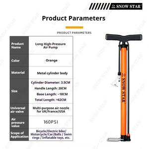 Pompe à vélo portable, pression maximale 160 PSI, pompe à air manuelle pour vélo, gonfleur de pneus, valve, pompe à pied, accessoires de cyclisme - Product Image 5