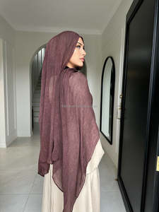Vente en gros de foulards teints en coton et lin texturés foulards en coton froissé rayonne viscose froissée hijabs châles foulards - Product Image 1