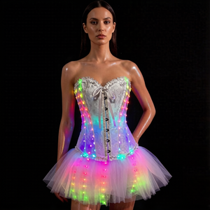 Chaleco de <span class=keywords><strong>lentejuelas</strong></span> con luz LED para mujer, chaqueta ajustada brillante, cárdigan con brillo, tops brillantes para fiesta disco vaquera - Product Image 2