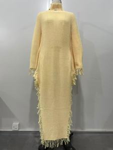 Gaun Sweater Rajut Kasual Elegan Model Bodycon Panjang Musim Semi Musim Dingin 2026 dengan Rumbai untuk Wanita - Product Image 3
