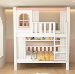 Letto <span class=keywords><strong>a</strong></span> Castello Doppio in Legno Massello <span class=keywords><strong>a</strong></span> Due Piani <span class=keywords><strong>per</strong></span> Bambini, Comodo e Resistente, Ideale <span class=keywords><strong>per</strong></span> Camere da Letto, Scuole, Hotel e Appartamenti - Product Image 4