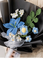 Bouquet mixte tricoté à la main de fleurs créatives au crochet Lily Forget Me Not for Birthday Festival Gift for Valentine's Day