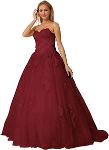 LY-PD0289 女士舞会礼服蕾丝刺绣公主晚礼服派对A字无袖正式彩色连衣裙 - Product Image 3