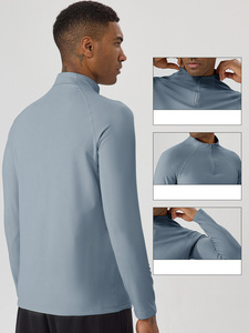 เสื้อสเวตเชิ้ตแขนยาวทรงเข้ารูปสำหรับผู้ชาย เสื้อสเวตเชิ้ตแขนยาวคอตั้งยืดหยุ่นสูงสำหรับกีฬาวิ่งออกกำลังกาย - Product Image 3